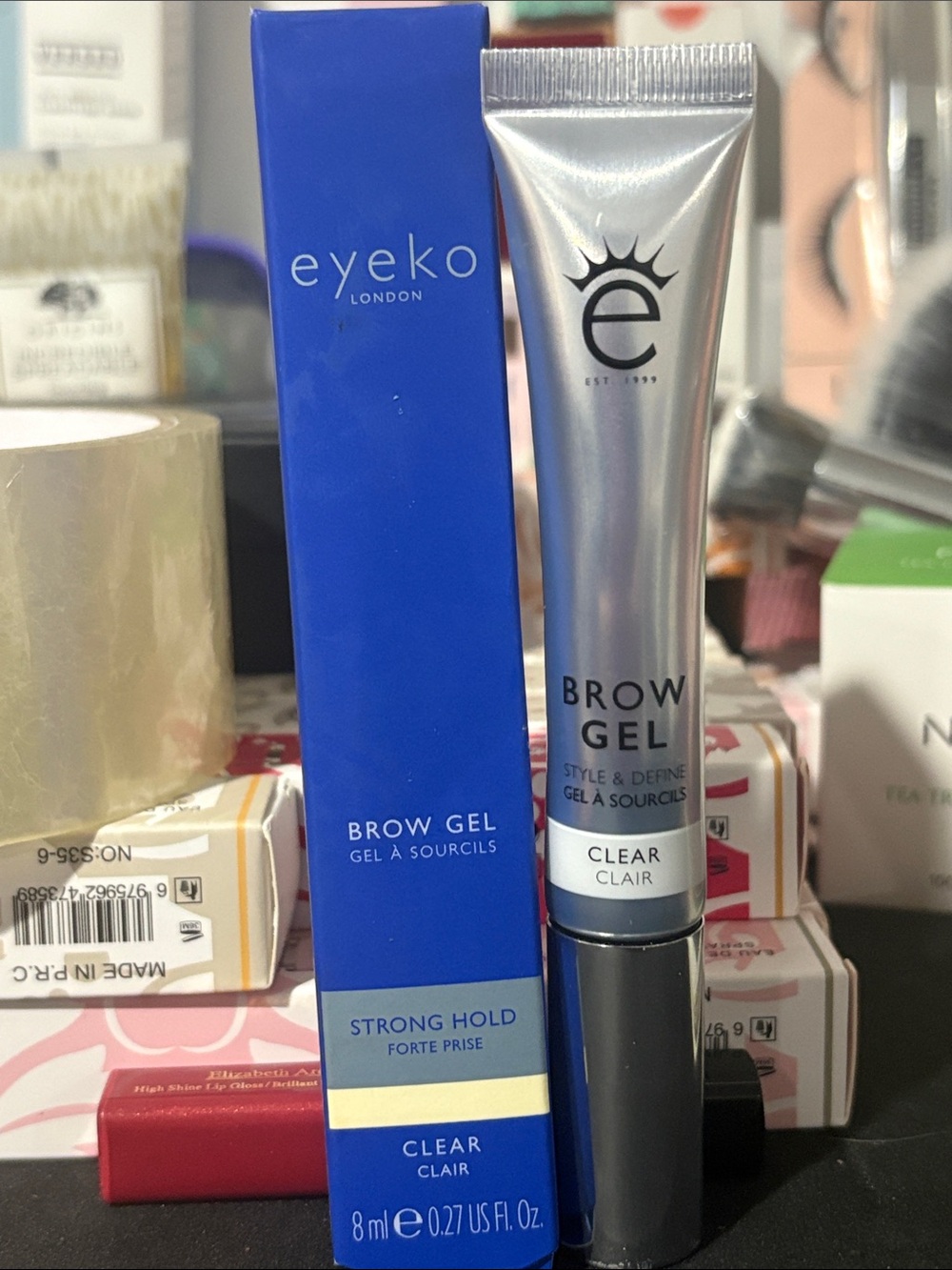 Eyeko Brow Gel Clear — Silver Tube with Blue Box